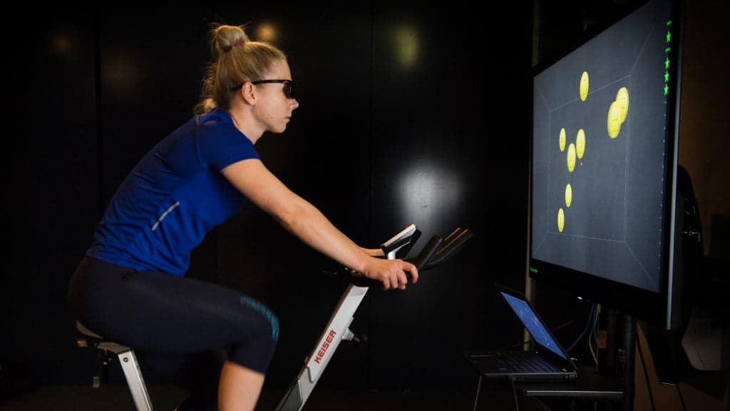 A training room set up for a NeuroTracker session.